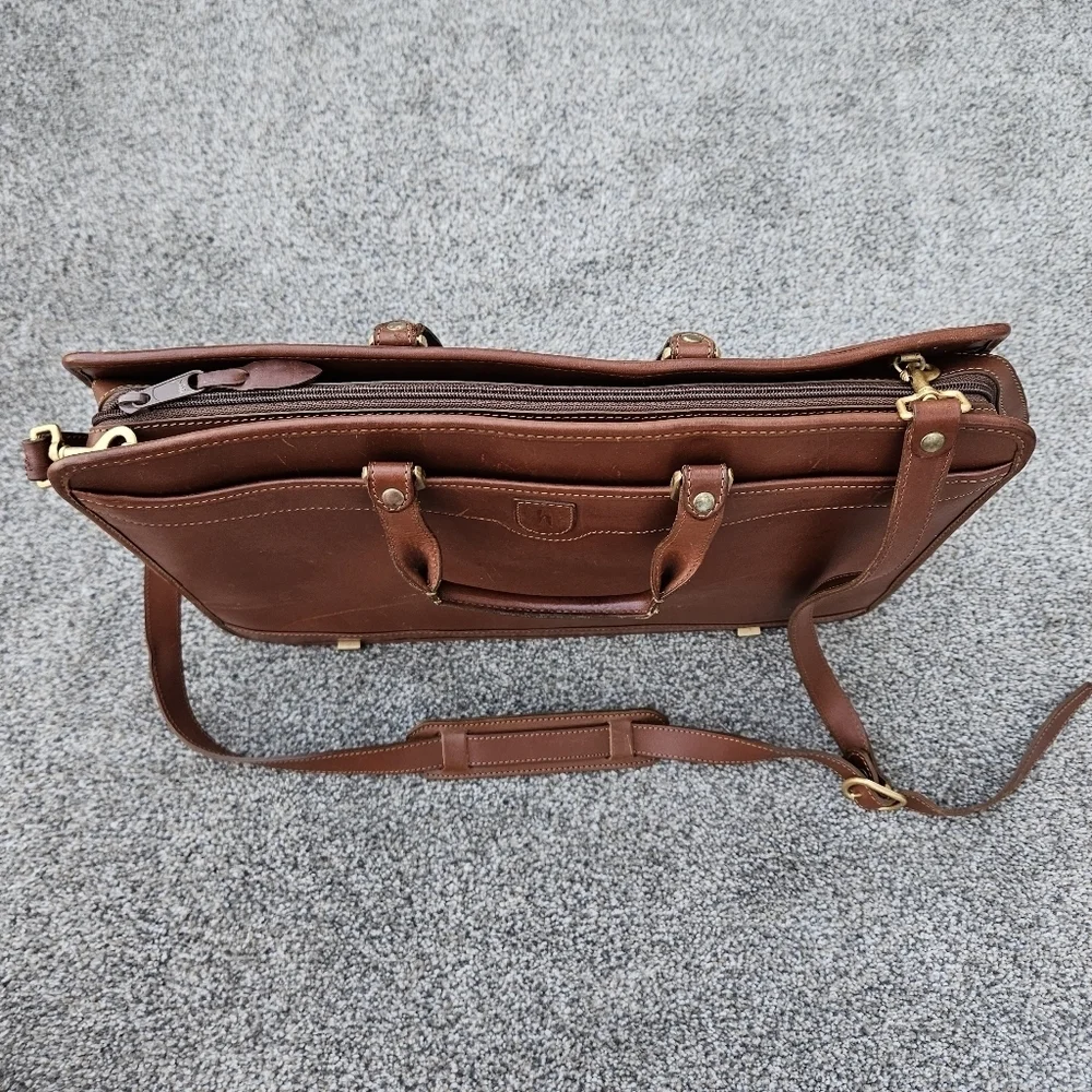 Vintage Hartmann by Lombardo Cognac Brown Leather Briefcase Lawyer Bag Crossbody